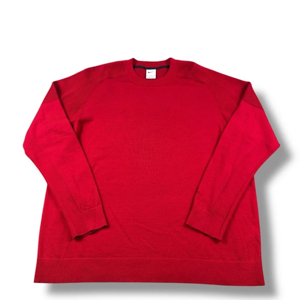 Nike Tiger Woods Wool Blend Knit Golf Sweater Red Mens XL EUC CU9782-687 - Picture 1 of 8